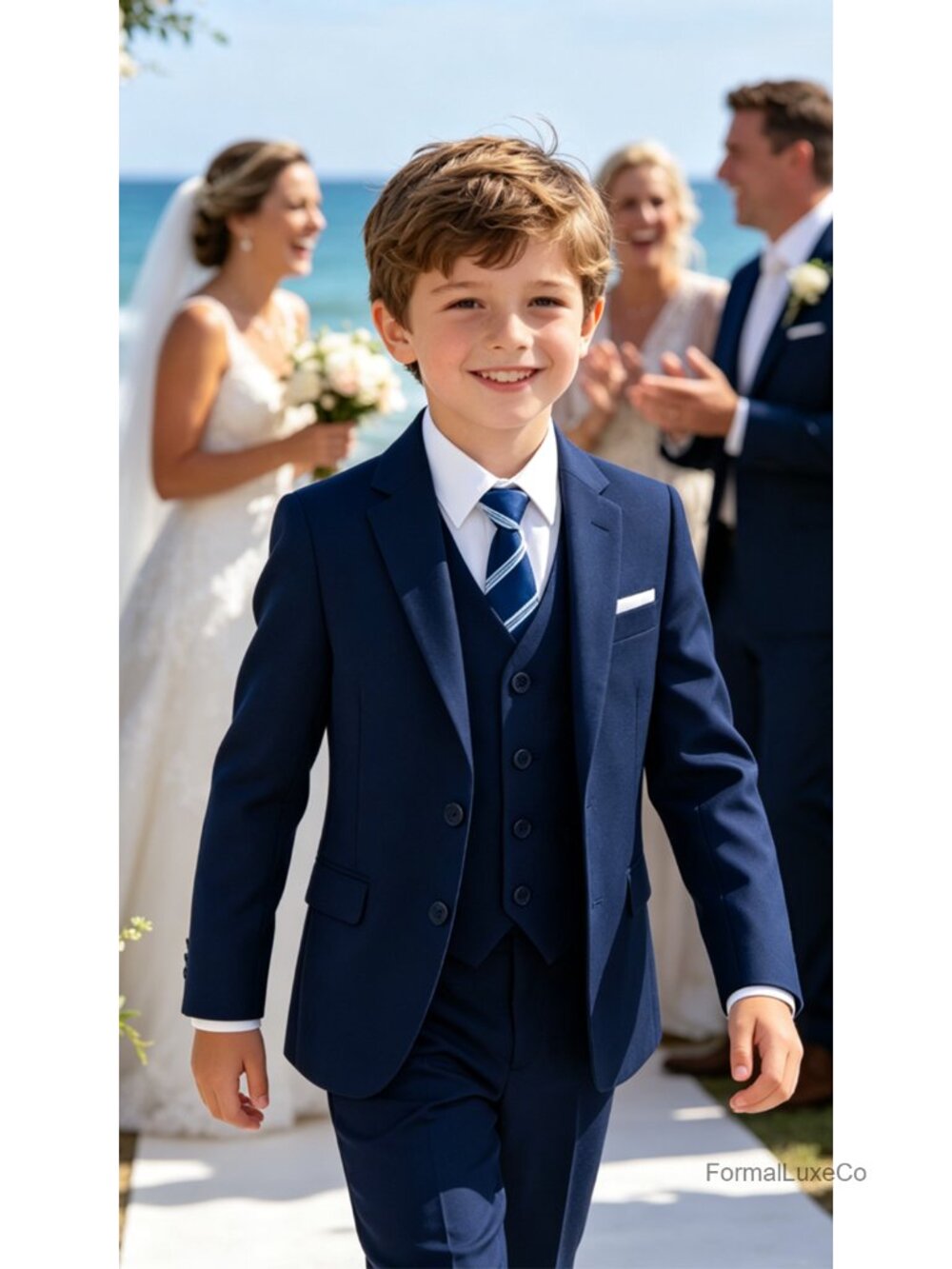 7-Piece Boys Formal Suit Set Adjustable Waist Suspenders - Picture 6 of 6